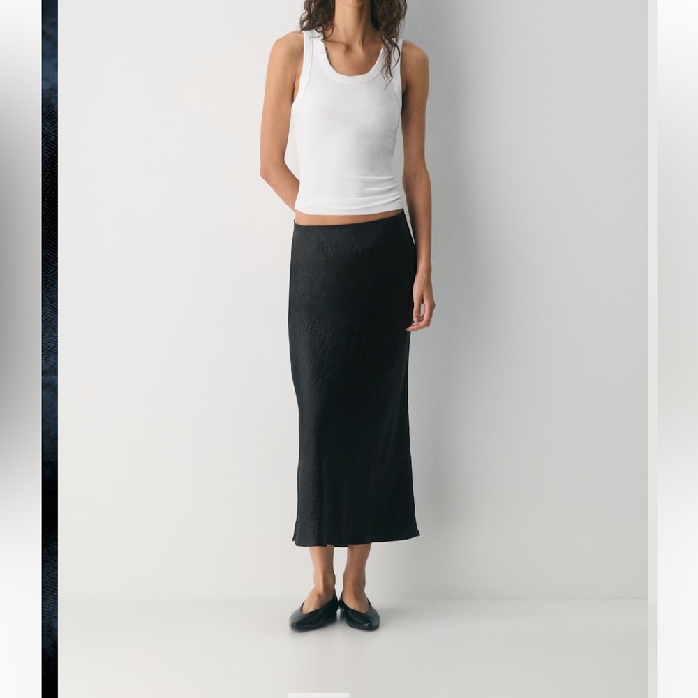 Babaton Navy satin slip skirt